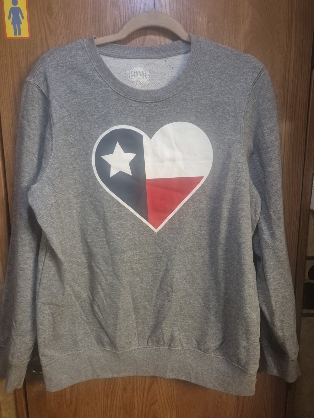 Home Free Gray Heart-Print Crewneck Sweatshirt.   Box 46